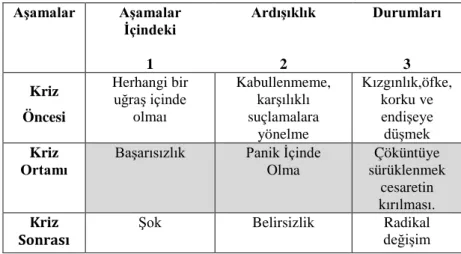 Tablo 1.1. Beklenmeyen Kriz Yapısı 