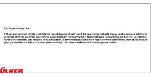 Şekil 5.7. Ülker Kamuoyu Bilgilendirmesi 