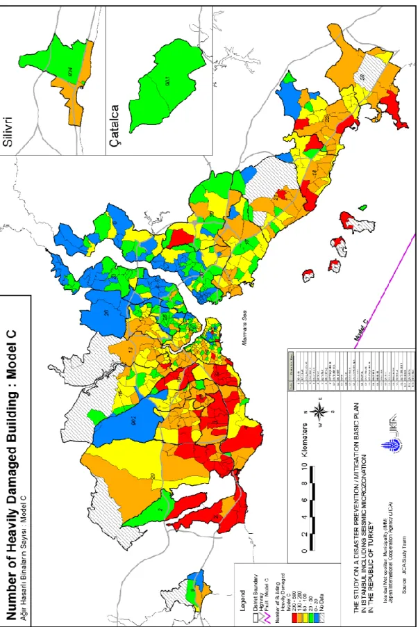 Figure 3.3:  Number of heavily damaged buildings in Model C   
