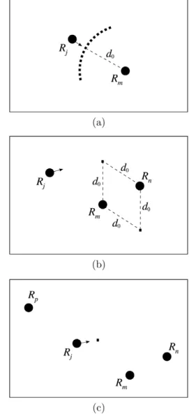 Fig. 4. Two examples of deadlock. (a) Infinitely many robots covering R 2 . (b) Fifteen robots in a proper subset of R 2 (gray