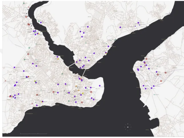 Figure 3.1. Map of Women Patrons’ Structures in Ottoman Istanbul 