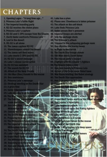 Figure 3. The chapters list page from the booklet of Star Wars Trilogy – The  Definitive Collection DVD box set