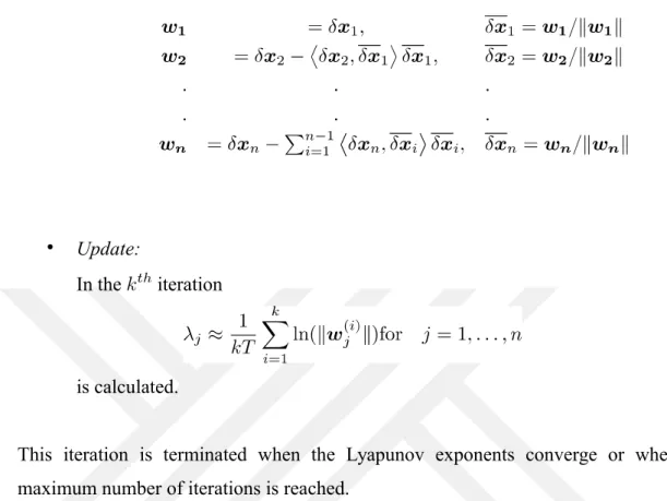 Table 2.2 shows that the maximum Lyapunov exponents ( ) calculation is made using both the Benettin and Rosenstein algorithms, and the expected values