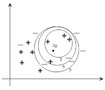 Figure 9: K-NN in Euclidean Space  4.2.2  Locality Sensitive Hashing (LSH) Method 
