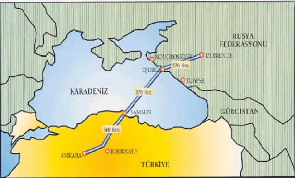 Şekil 14: Mavi Akım Doğalgaz Boru Hattı  Kaynak: Dış Ticaret Müsteşarlığı,  