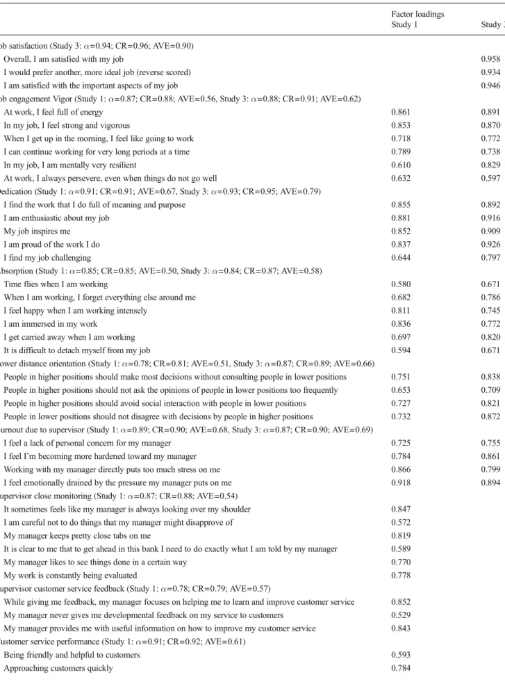 Table 5 Measures and CFA results