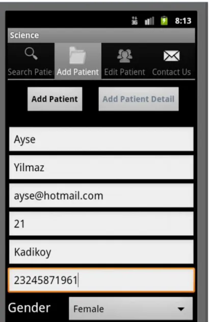 Figure 5.49: Add Patient Page 1 of Mobile Science 