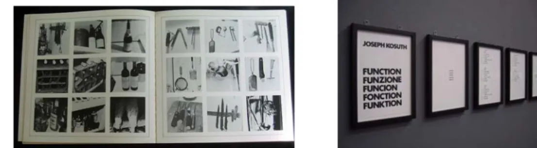 Şekil 9: Sol LeWitt, Autobiography, (1980) ve Joseph Kosuth, Function, (85 adet  çerçeveli kağıt, 24.3x 17.5 cm, 1970) 
