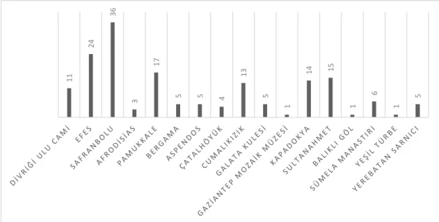 Figure 3.4. Locations on the World Heritage List in Turkey Except Hagia Sophia  (Visitors Perceptions) 