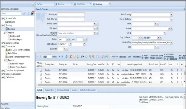 Figure 8 : Booking module screen 