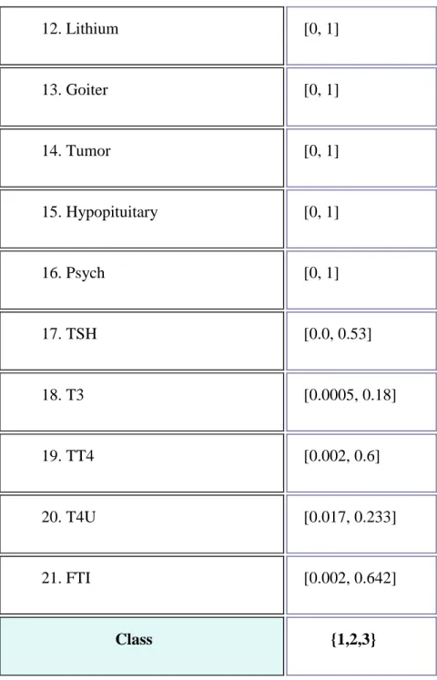 Table 3: Thyroid Disease (ann-thyroid) data set Attribute description. 
