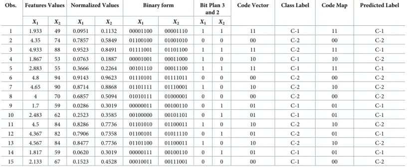 Table 1. Code map with predicted labels.
