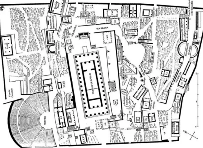 Şekil 2.2: Delphoi Kutsal Alanı Planı  ( http://en.wikipedia.org/wiki/Delphi , 2011) 