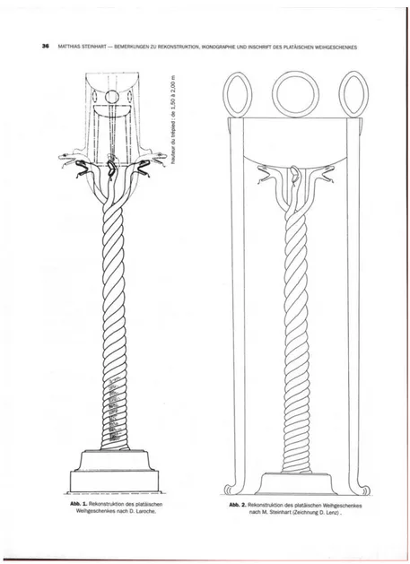 Şekil 2. 4: Restitüsyon Önerisi a: D. Laroche tarafından yapılan öneri; b: Steinhart  tarafından yapılan öneri (Steinhart, 1997: 36) 