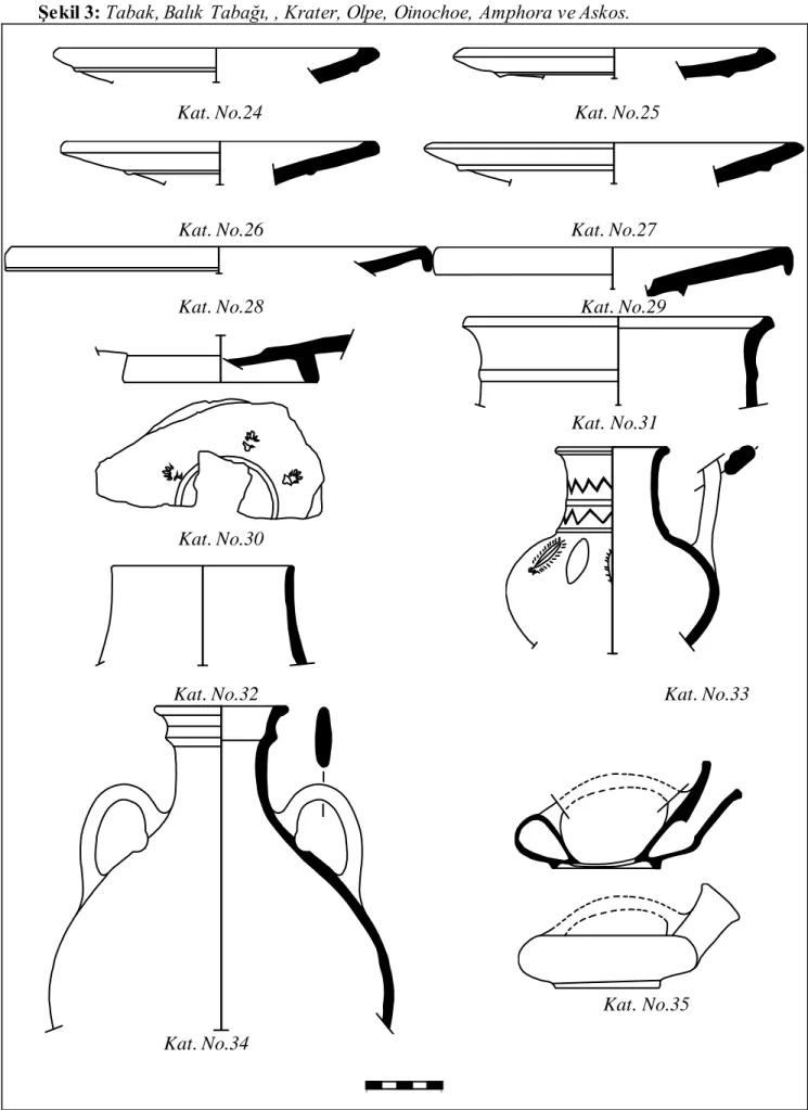 Şekil 3: Tabak, Balık Tabağı, , Krater, Olpe, Oinochoe, Amphora ve Askos. 