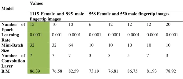 Table 2. Effects of Data, Layer and Hyperparameter values on the results. 