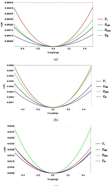 Şekil 4.1.  WWA  dağılımı  için  anormal  bağlaşımlara (couplings)  karşı tesir  kesiti  grafiği