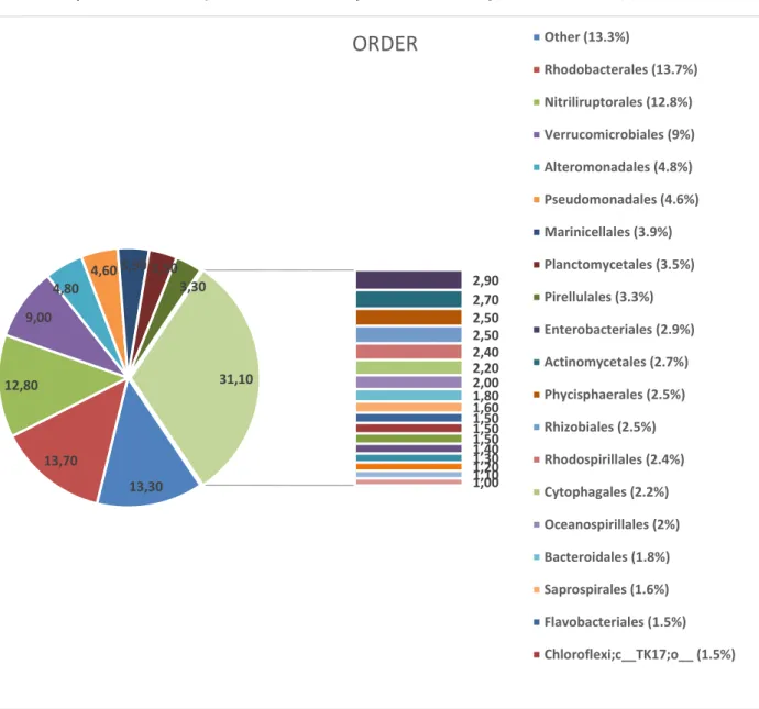 Figure 3. Lake Van microbial community structure in order level (Orders representing less than 1% of total microbial 