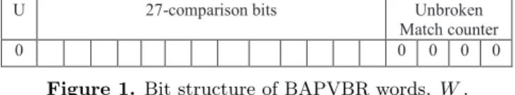 Figure 1. Bit structure of BAPVBR words, W .