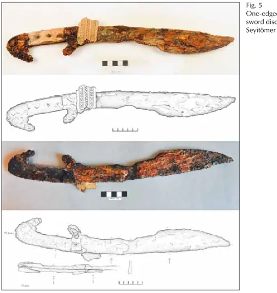 Fig. 5  One-edged curved  sword discovered at  Seyitömer Höyük. Fig. 6  Detail of   one-edged curved  sword discovered at  Seyitömer Höyük.