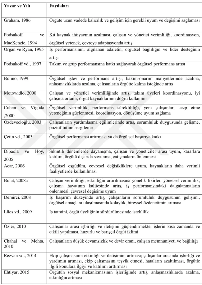 Tablo 1.2: ÖVD’nin Faydaları 