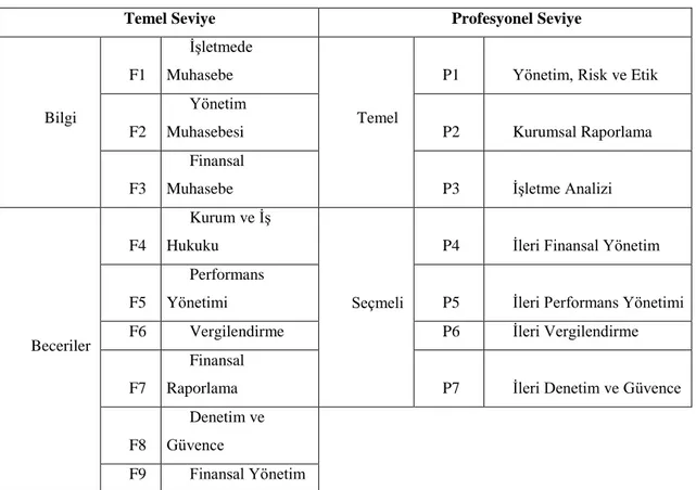 Tablo 4. ACCA Yeterlilik Alanları 