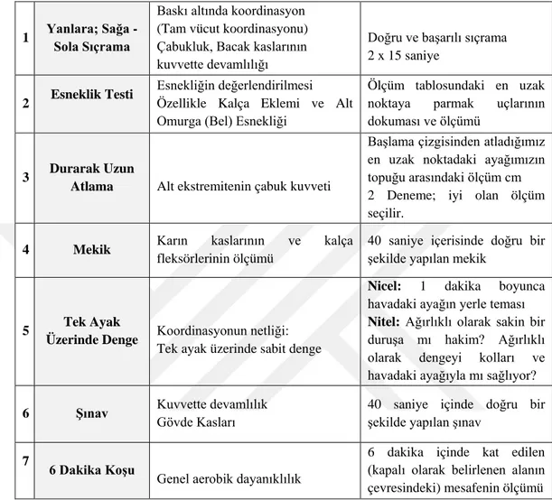 Tablo 3.4. Dordel-Koch Test (DKT) Bataryası Alt Test Açıklamaları 