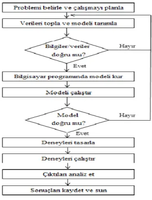 Şekil 3.2. Benzetimin adımları (Law, 2008). 