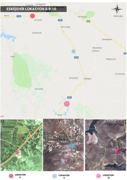 Şekil  3.9.  Eskişehir  ili  ve  çevresindeki  çalışma  alanlarının  örnekleme  yeri  haritası  (http://www.mta.gov.tr)