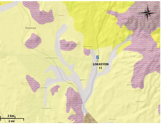 Şekil 3.18. Afyonkarahisar ili -İhsaniye İlçesi- Kayıhan Köyü jeolojik birimlerini gösteren genel  jeoloji haritası(http://www.mta.gov.tr)