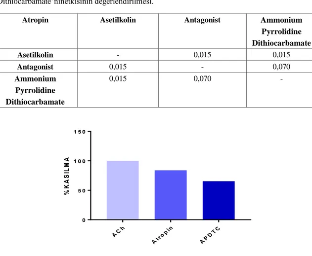 Çizelge  4.2.Atropin  uygulaması  ile  trake  düz  kası  üstüne  Ammonium  Pyrrolidine  Dithiocarbamate’ninetkisinin değerlendirilmesi