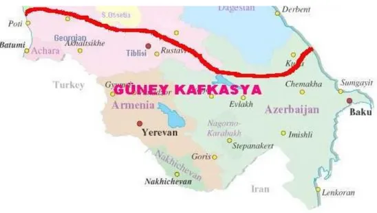 Şekil 1.1: Güney Kafkasya Haritası  