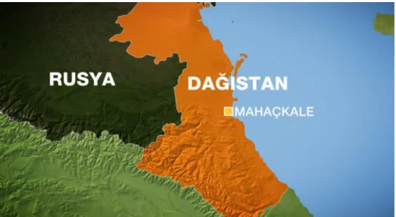 Şekil 1.10: Dağıstan Cumhuriyeti Haritası 