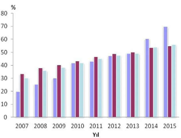 Şekil 1.1: 2007-2015 Yılları Arasında İnternet Kullanım Grafiği 