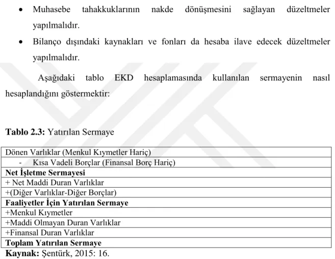 Tablo 2.3: Yatırılan Sermaye 