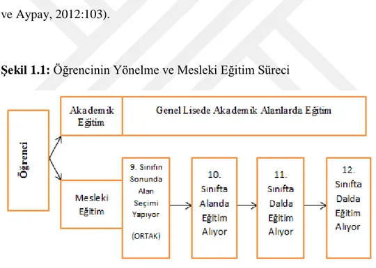 Şekil 1.1: Öğrencinin Yönelme ve Mesleki Eğitim Süreci    