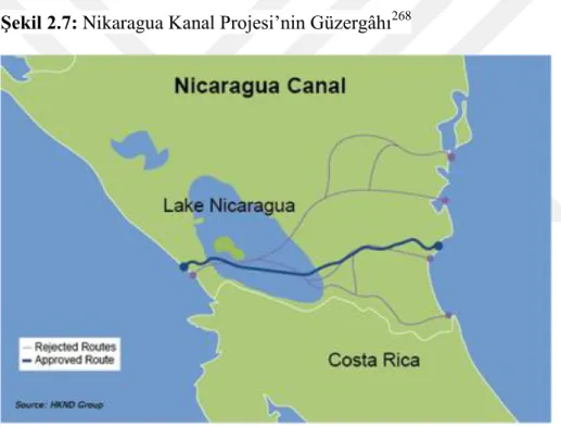 Şekil 2.7: Nikaragua Kanal Projesi’nin Güzergâhı 268