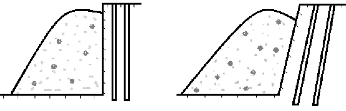 Şekil 2.7. Dik ve eğimli deliklerle yapılan patlatma sonrası oluşan pasa geometrisi (Köse vd.,  2001)