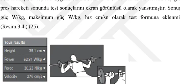 Şekil 3.5. Myotest cihazı ile göğüs pres (bench press) testi 