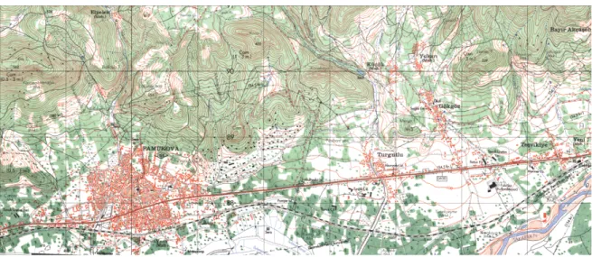 Şekil 4.5. Pamukova İlçesi ile tasarıma esas proje sahasının topoğrafik haritası (DSİ, 2016b)
