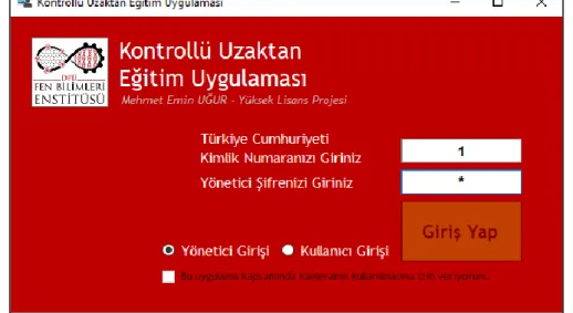 Şekil 3.6. Giriş Ekranı (Yönetici Girişi). 