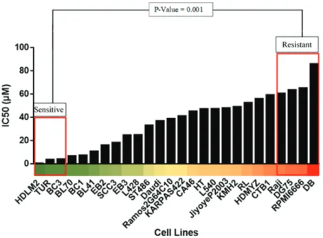 Figure 3. The sensitive and resistant groups show significant changes in ruxolitinib IC 50 