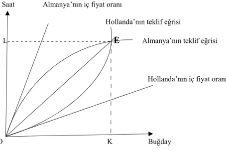 Grafik 2: Teklif Eğrileri, Denge Dış Ticaretin Oluşumu 