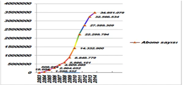 Grafik 5: 2003-2014 Yılları Arası İnternet Kullananların Gelişimi