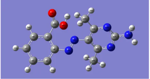 Fig. 2. The structure of compound optimized via DFT/B3LYP level with the basis set of 6-31G(d).