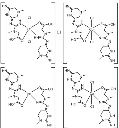 Şekil 2.3. Sentezlenen kompleksler için önerilen yapılar 