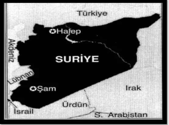 Şekil 1. Suriye’nin Fiziki Haritası 