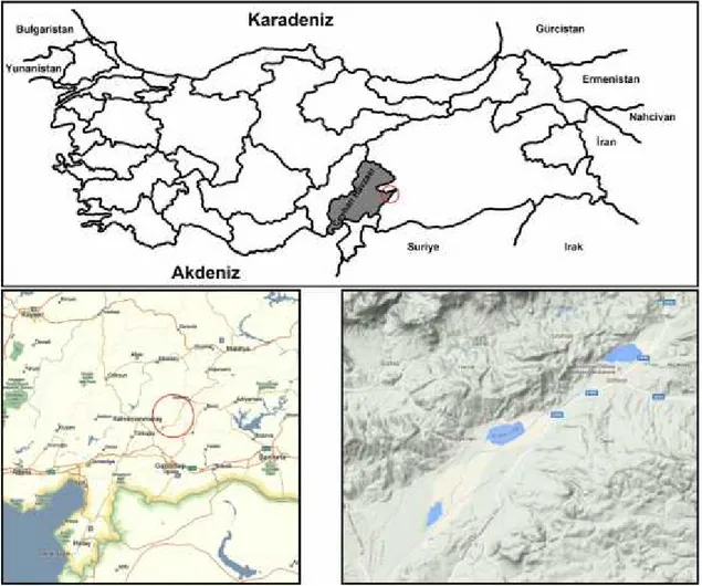 Şekil 3.1. Ceyhan Havzası ve çalışma alanını gösterir harita