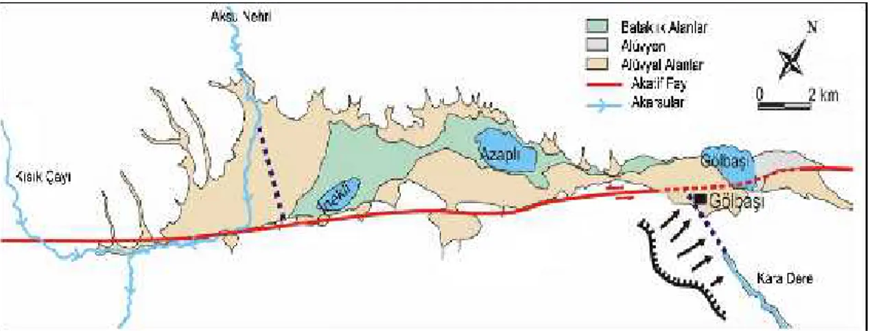 Şekil 3.2. Doğu Anadolu Fay Hattı ve Gölbaşı göllerini gösterir harita [22]