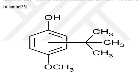 Şekil 7 BHA moleküler yapısı[83]  2.3.3. BHT (Bütillenmiş Hidroksitoluen) 
